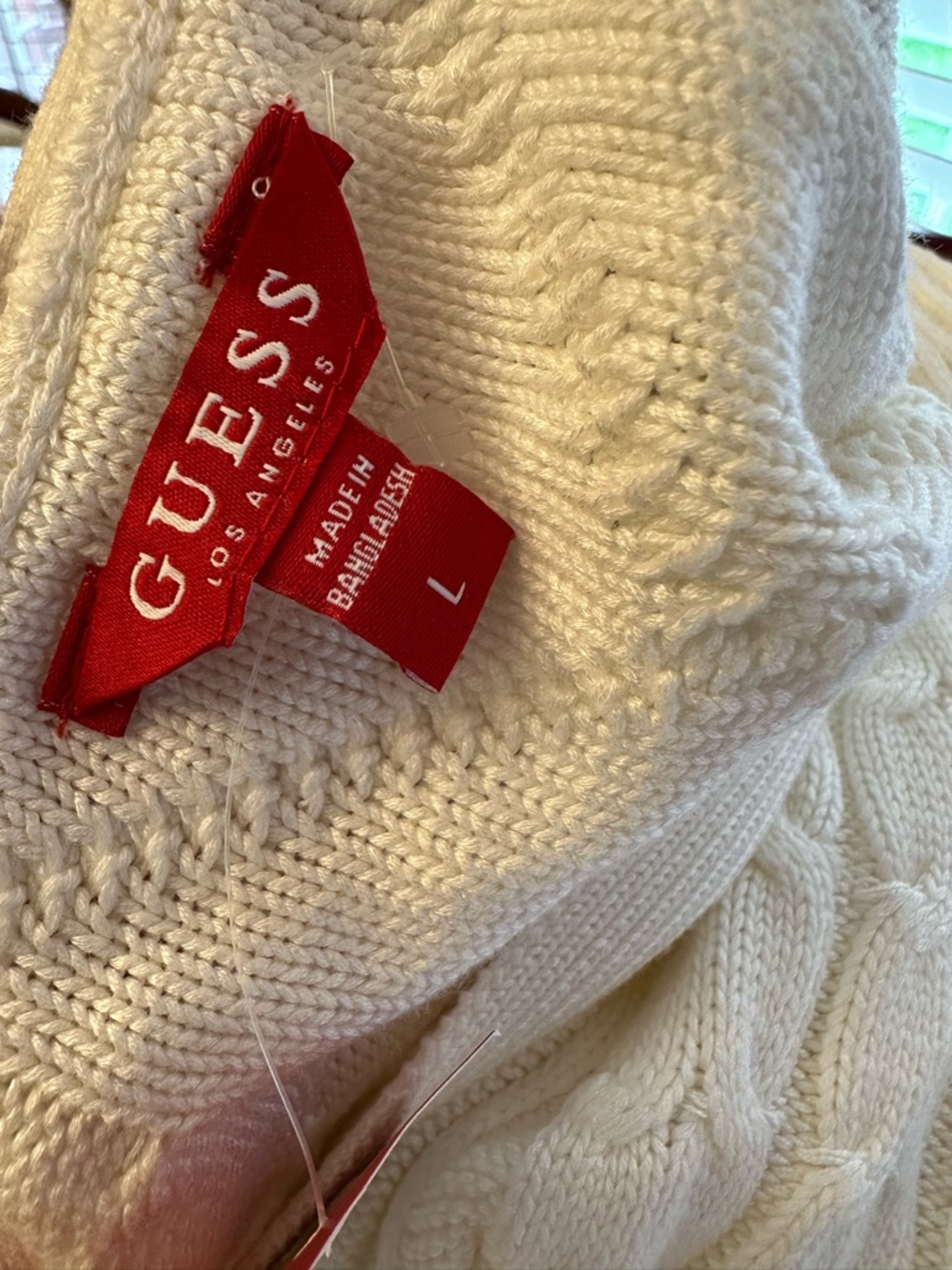 Guess Cream Wrap Cable Knit Long Sleeve Dress - Picture 7 of 8